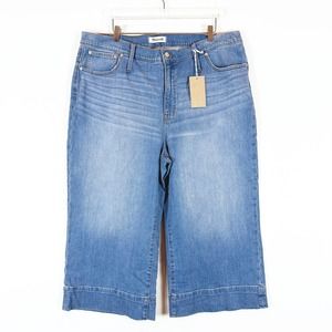 Madewell Women's Wide Leg Crop Stretch Denim Jeans Plus Size 36 Petite 20 Blue